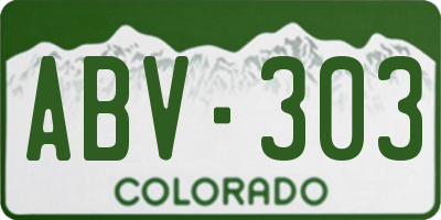 CO license plate ABV303