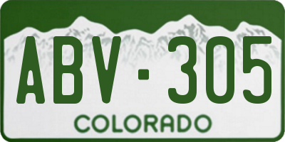 CO license plate ABV305