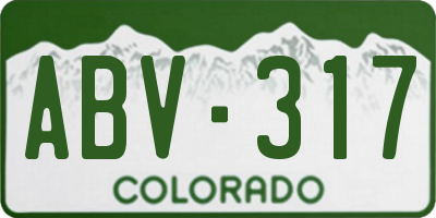CO license plate ABV317