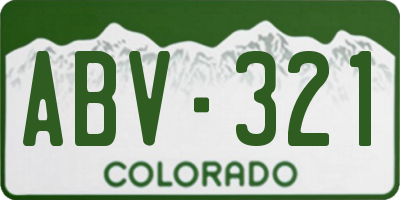 CO license plate ABV321