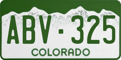 CO license plate ABV325