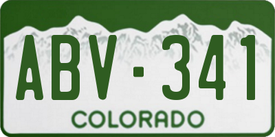 CO license plate ABV341