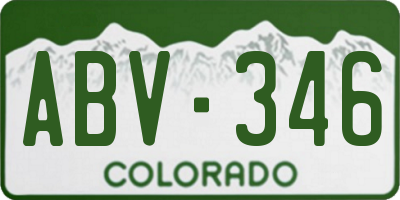 CO license plate ABV346