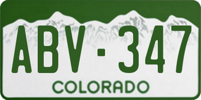 CO license plate ABV347