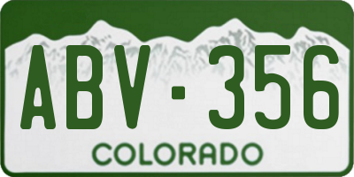 CO license plate ABV356