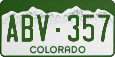 CO license plate ABV357