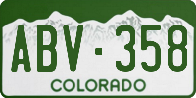 CO license plate ABV358