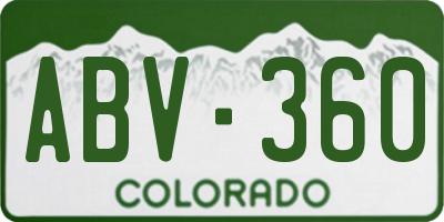 CO license plate ABV360