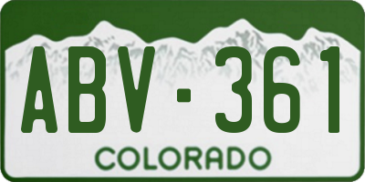 CO license plate ABV361