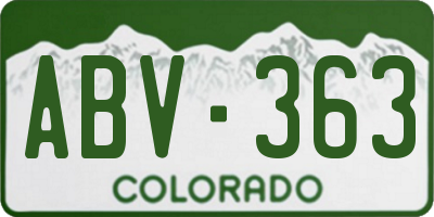 CO license plate ABV363
