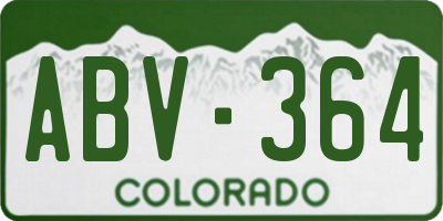 CO license plate ABV364