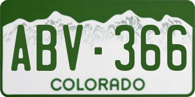 CO license plate ABV366