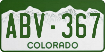 CO license plate ABV367