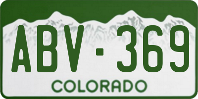 CO license plate ABV369