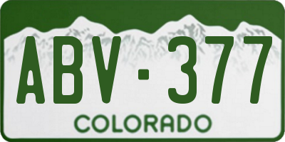 CO license plate ABV377