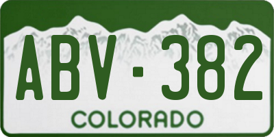 CO license plate ABV382