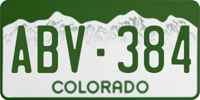 CO license plate ABV384