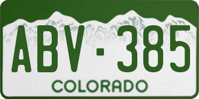 CO license plate ABV385