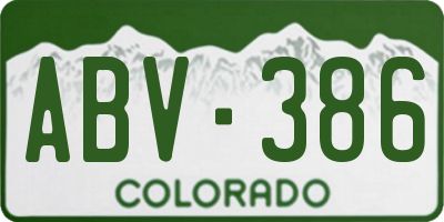 CO license plate ABV386