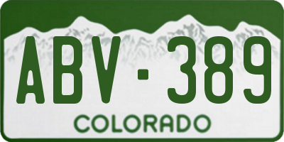 CO license plate ABV389