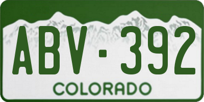 CO license plate ABV392