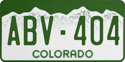 CO license plate ABV404