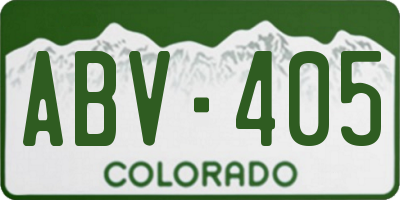 CO license plate ABV405
