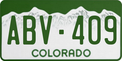 CO license plate ABV409