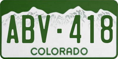 CO license plate ABV418