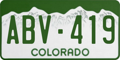 CO license plate ABV419