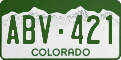 CO license plate ABV421
