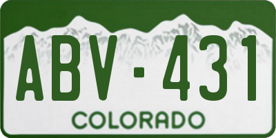 CO license plate ABV431