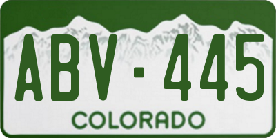 CO license plate ABV445