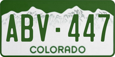 CO license plate ABV447