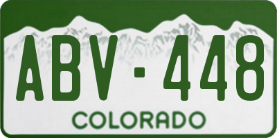 CO license plate ABV448