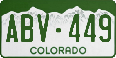 CO license plate ABV449