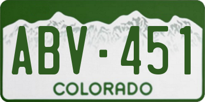 CO license plate ABV451