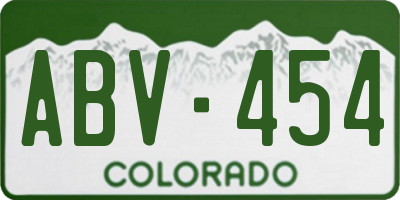CO license plate ABV454