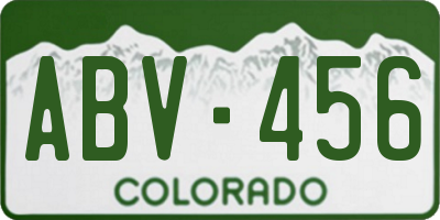 CO license plate ABV456