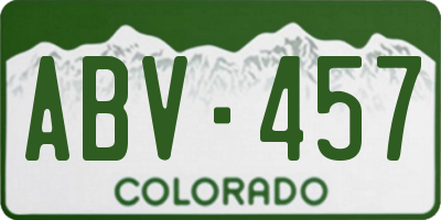 CO license plate ABV457
