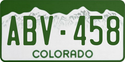 CO license plate ABV458