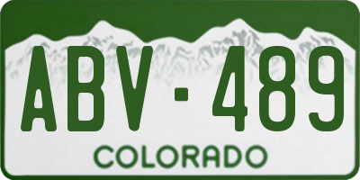 CO license plate ABV489