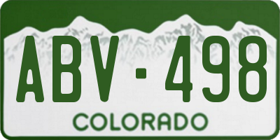 CO license plate ABV498