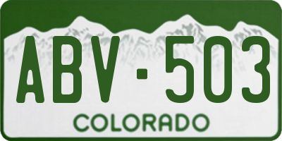 CO license plate ABV503
