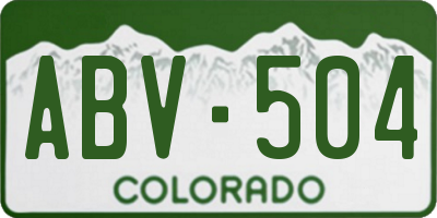 CO license plate ABV504