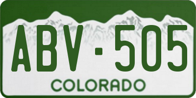 CO license plate ABV505