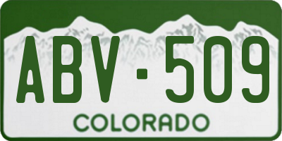 CO license plate ABV509