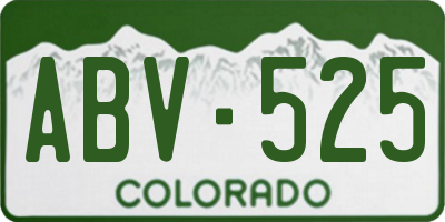 CO license plate ABV525