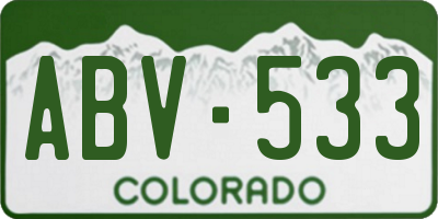 CO license plate ABV533