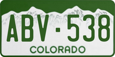 CO license plate ABV538